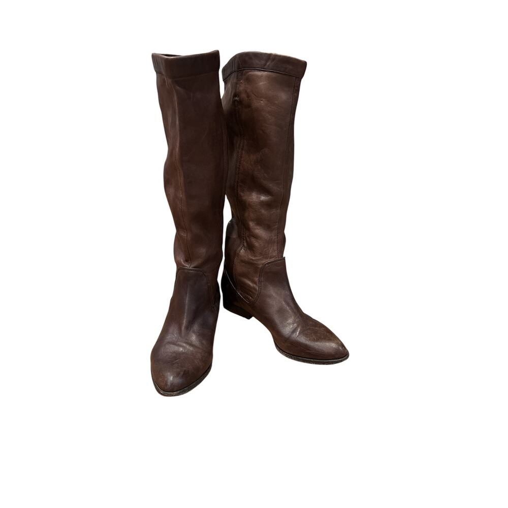 Frye Melissa brown leather boots women’s size 7. Slouchy shaft design. Knee high